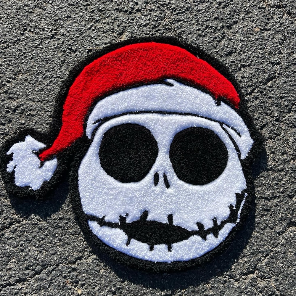 Red and White Skull Santa Rug